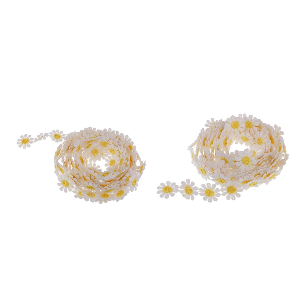 2x 3 Yards 25mm Daisy Embroidery Lace Trim Applique Ribbon Sewing Crafts DIY