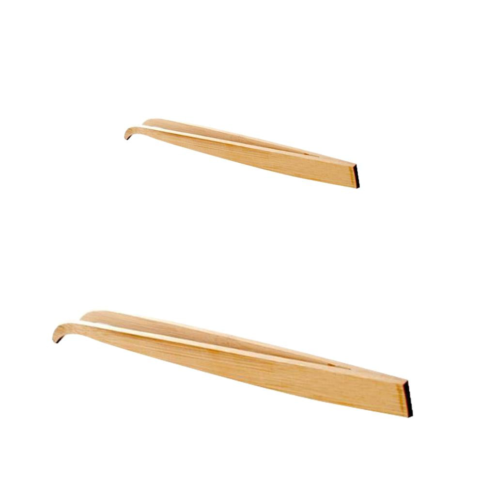 2Pcs 16.5cm & 28cm Bamboo Tweezers Pet Insects Gardening Bent Feeding Tool