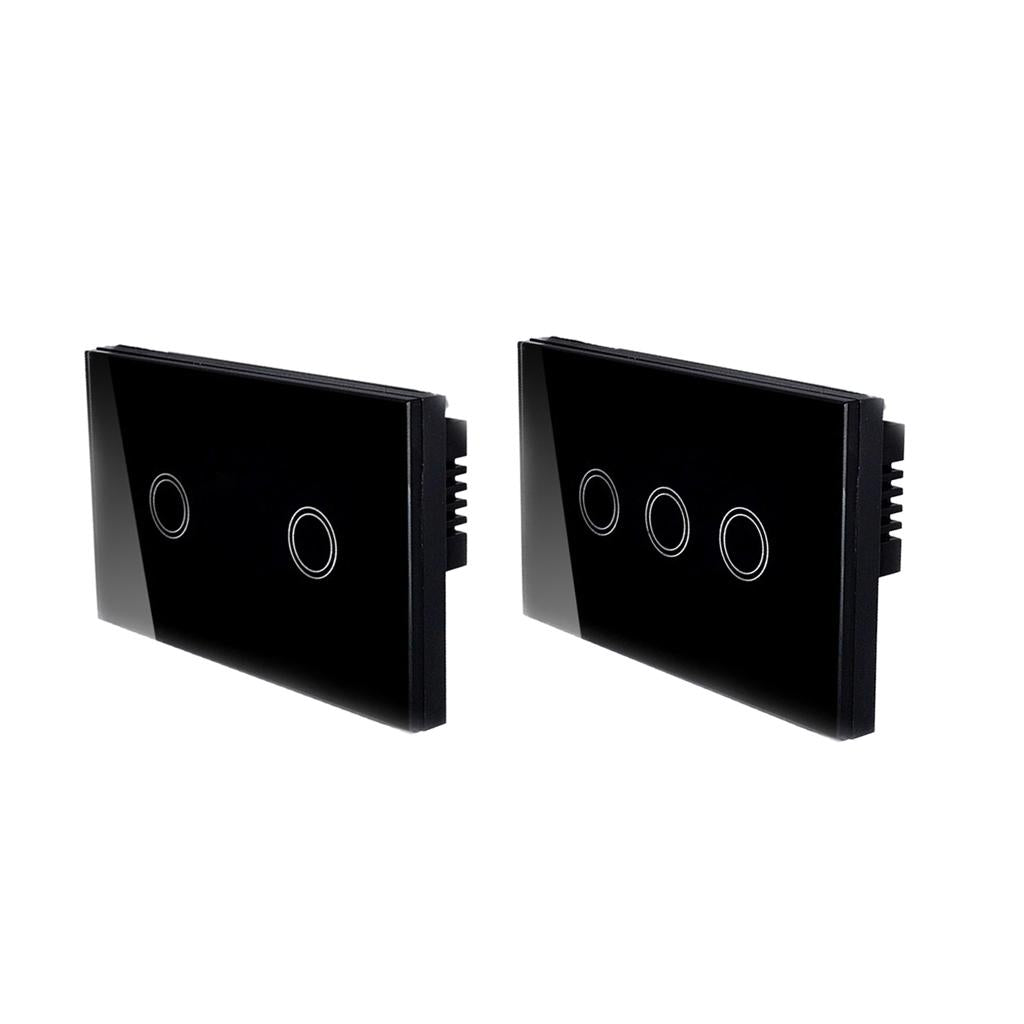 2Pcs 1 Way Touch Wall Control Light Switch Crystal Glass Panel 2 Gang 3 Gang
