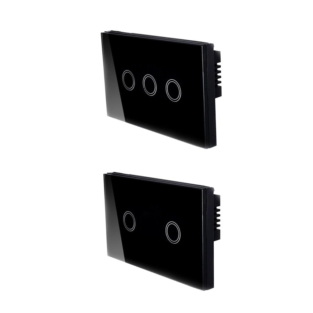 2Pcs 1 Way Touch Wall Control Light Switch Crystal Glass Panel 2 Gang 3 Gang