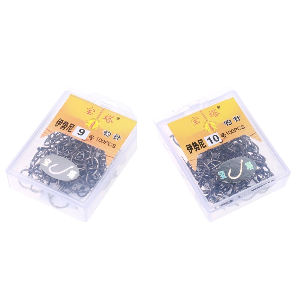 200pcs Barbed Fishing Hook High-Carbon Steel Fishhook Saltwater Black 9# 10#