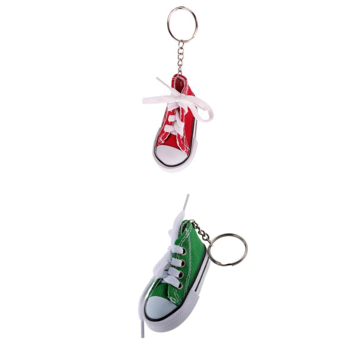2Pcs Canvas Shoe Pendant Keyring Key Chain Women Bag Hanging Decor Red Green