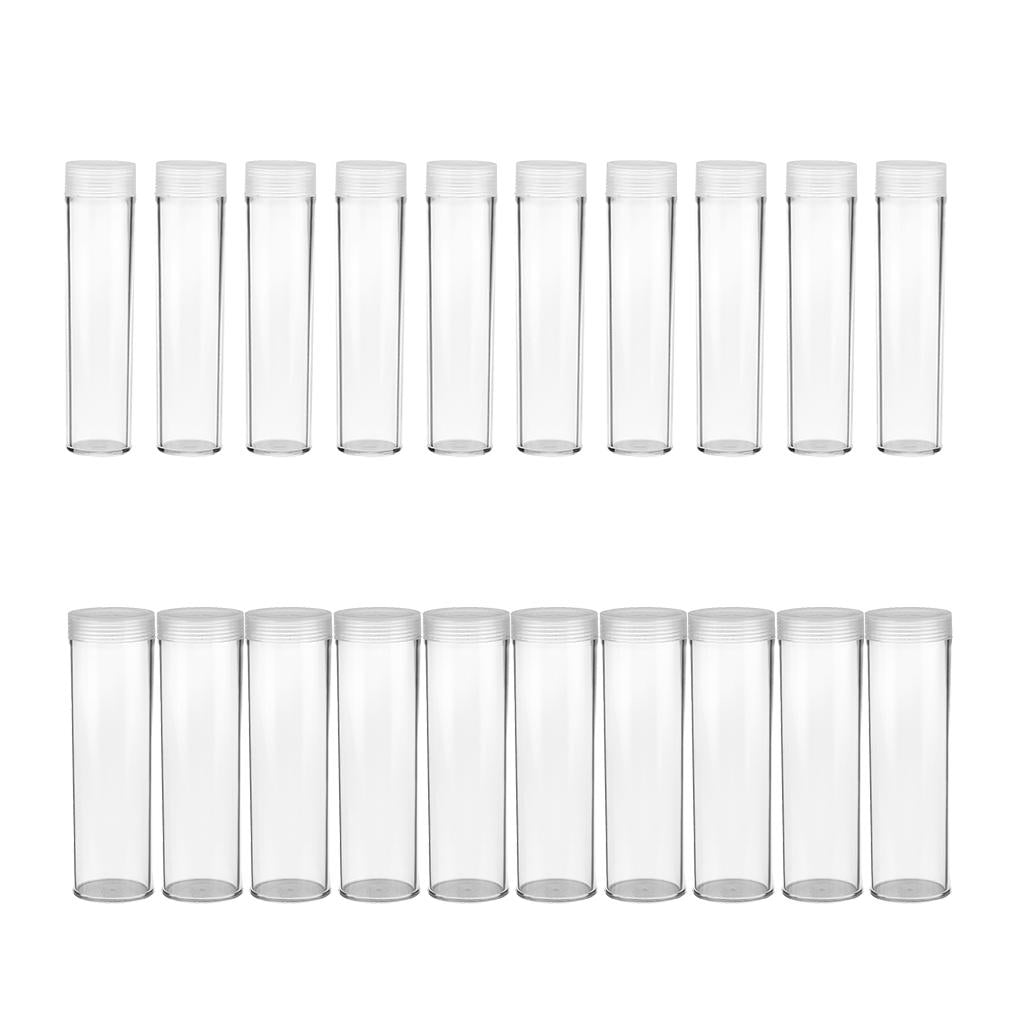 20Pcs Coin Protective Tube Holder Clear Round Case Coin Storage Box Canister