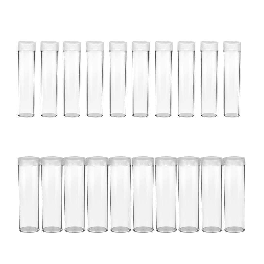 20Pcs Clear Coin Protective Tube Round Coin Case Coin Storage Box Canister