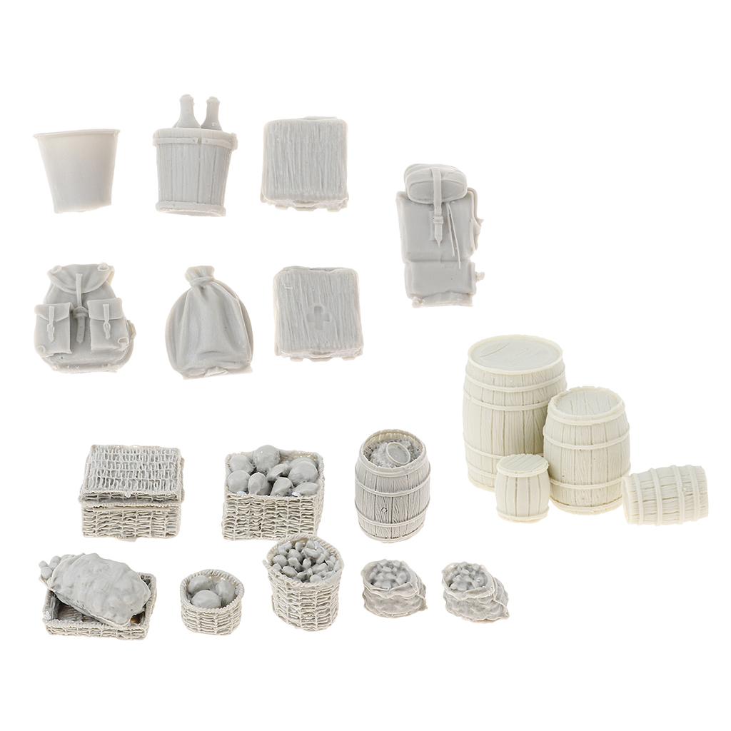 1/35 Military Soldier Food Supplies Basket Cask Models for Sand Table Scene