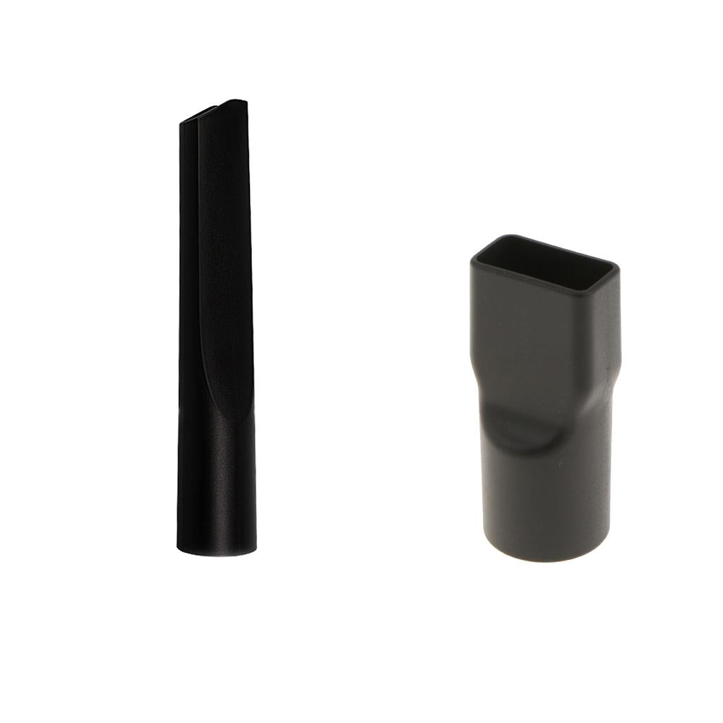 Black 32mm Dia. Round to Square Neck Vacuum Cleaner Adapter and Crevice Tool