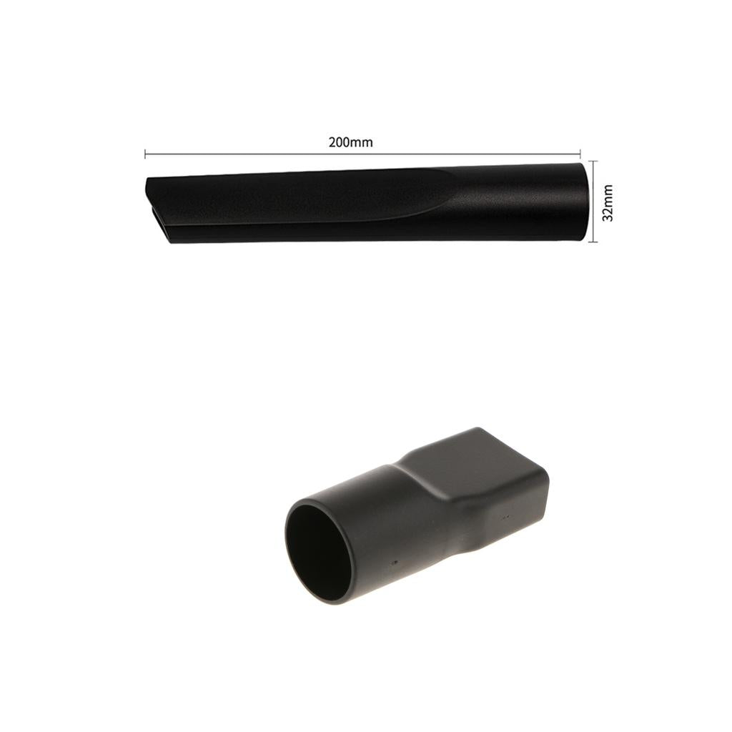 Black 32mm Dia. Round to Square Neck Vacuum Cleaner Adapter and Crevice Tool