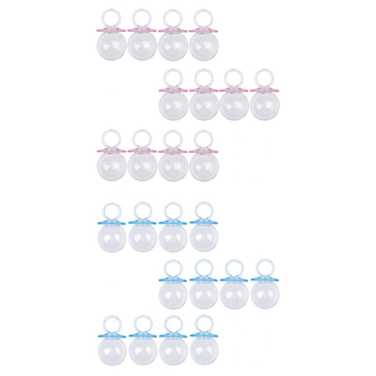 24 Pieces Fillable Pacifier Baby Shower Candy Box Bottle Favor Pink+Blue