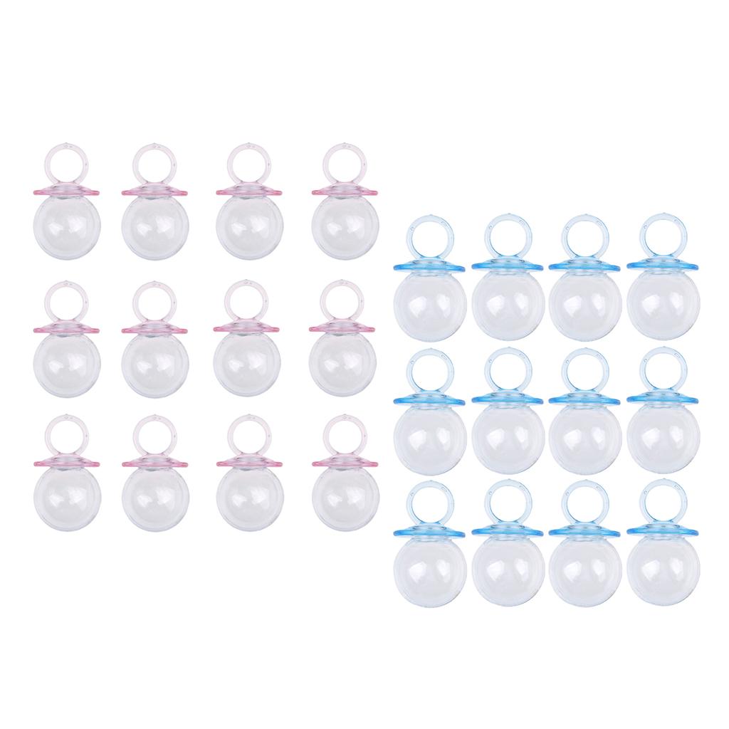 24 Pieces Fillable Pacifier Baby Shower Candy Box Bottle Favor Pink+Blue