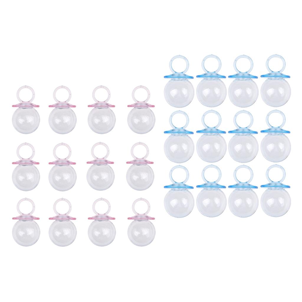 24 Pieces Fillable Pacifier Baby Shower Candy Box Bottle Favor Pink+Blue
