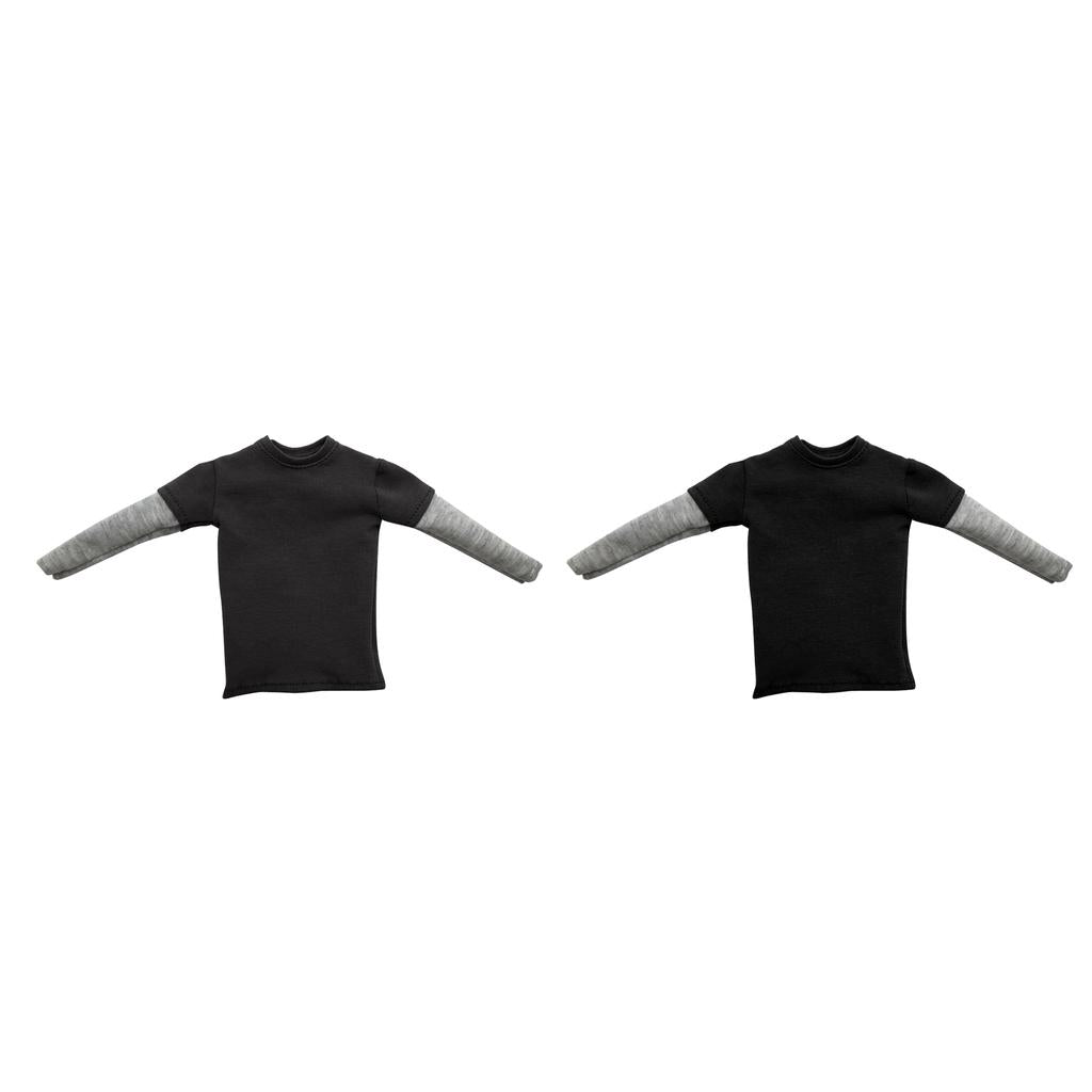 2 Pieces 1/6 Scale Mens Double Sleeve Long T-shirt for 12'' Action Figure