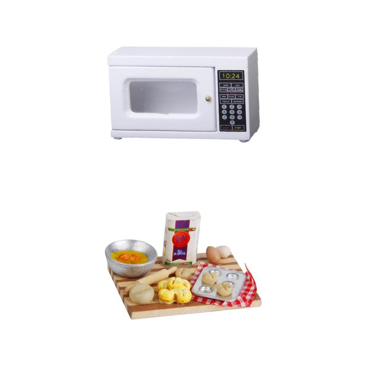 1/12 Dollhouse Miniature Kitchen Decor Micro Oven & Food Eggs Milk Bread