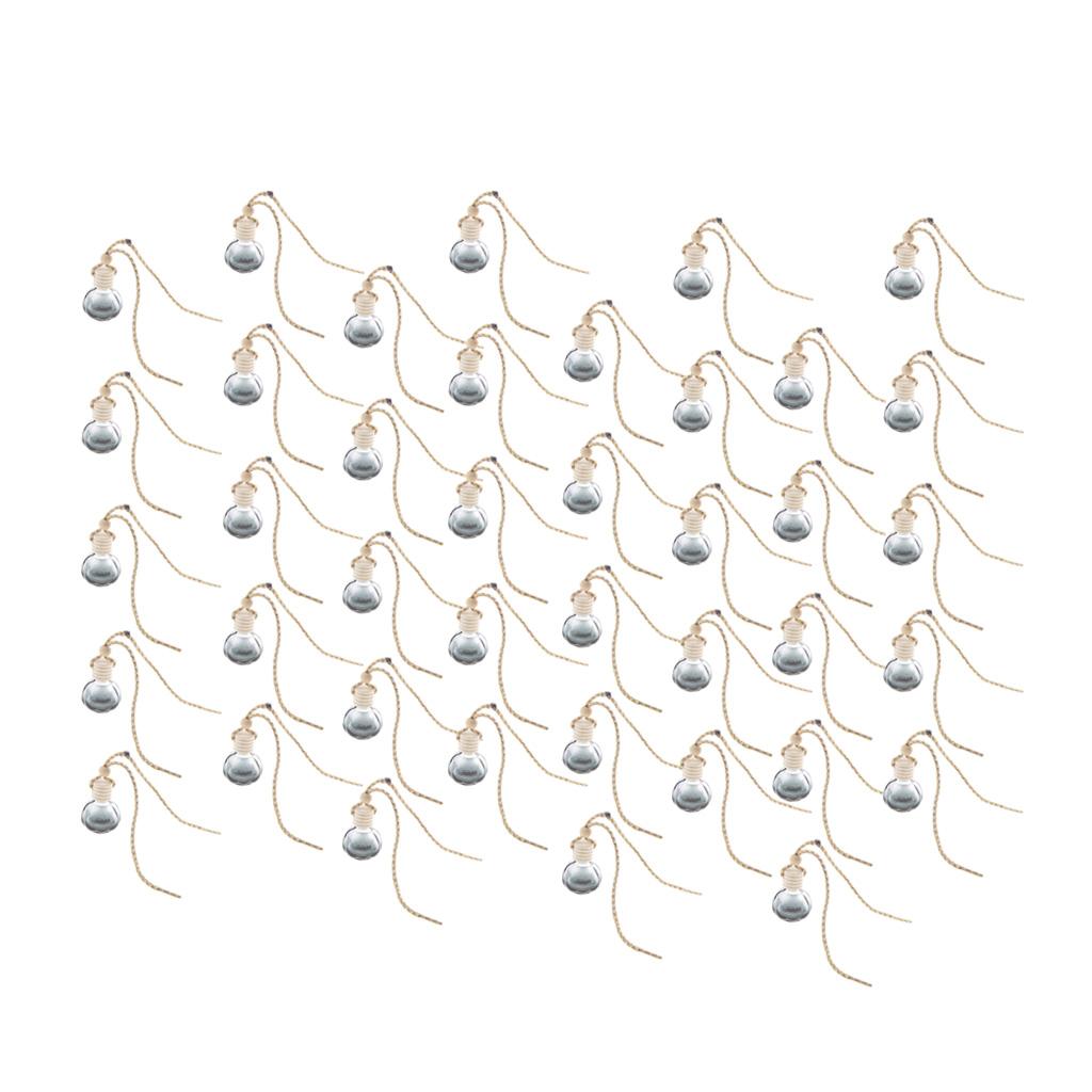40x Charm Empty Glass Perfume Bottle Pendant Car Hanging Decor Ball Shape