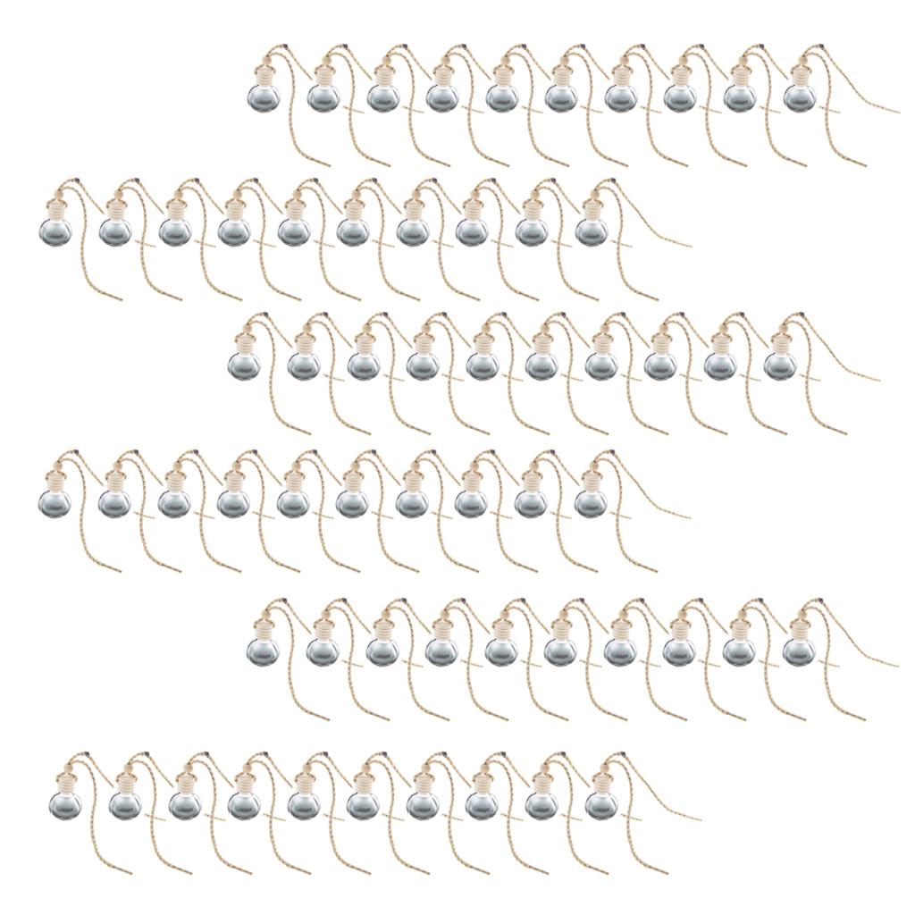 60x Charm Empty Glass Perfume Bottle Pendant Car Hanging Decor Ball Shape