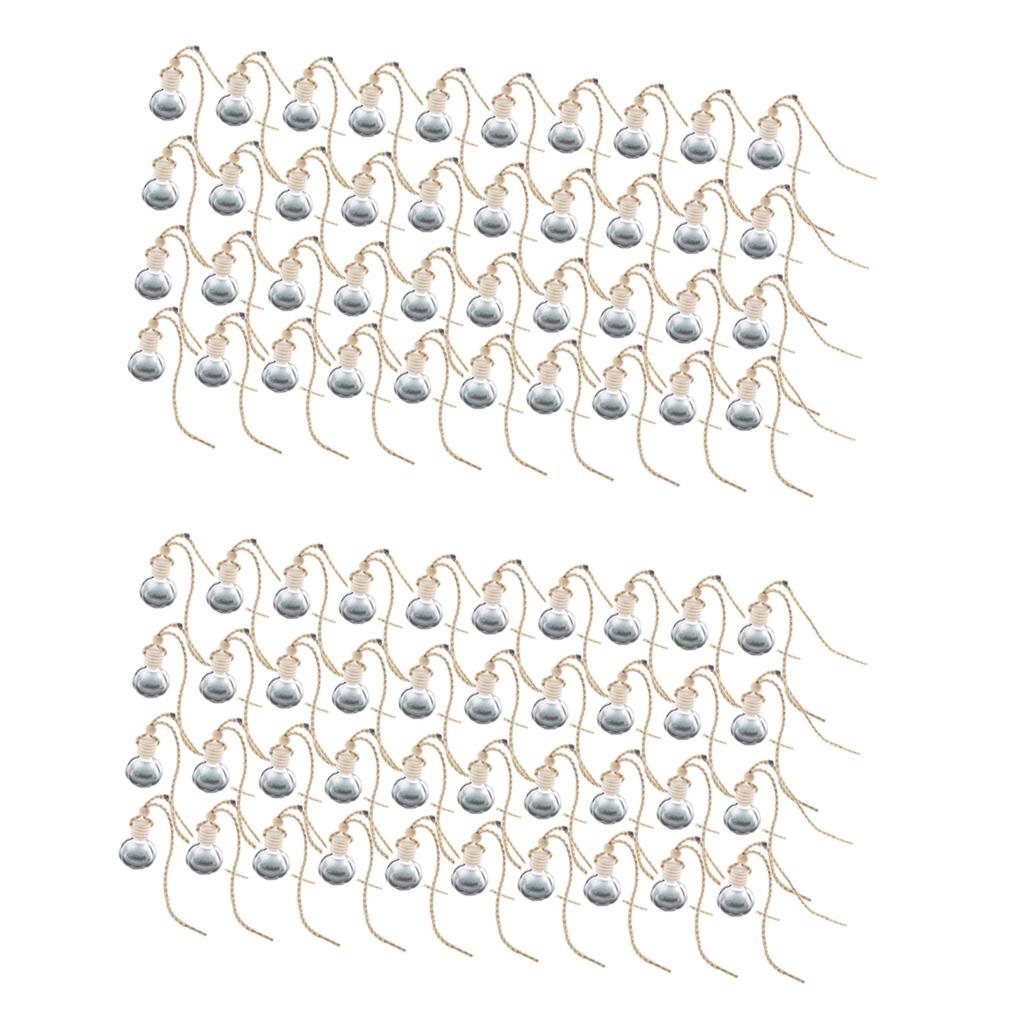 80x Charm Empty Glass Perfume Bottle Pendant Car Hanging Decor Ball Shape