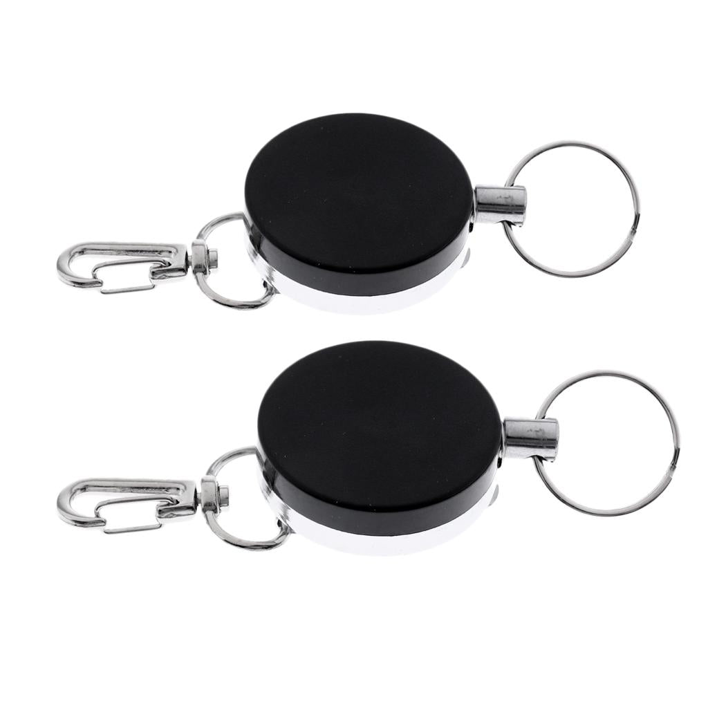 2pcs Retractable Key Chain Badge Holder Steel Recoil Ring Belt Clip Buckle