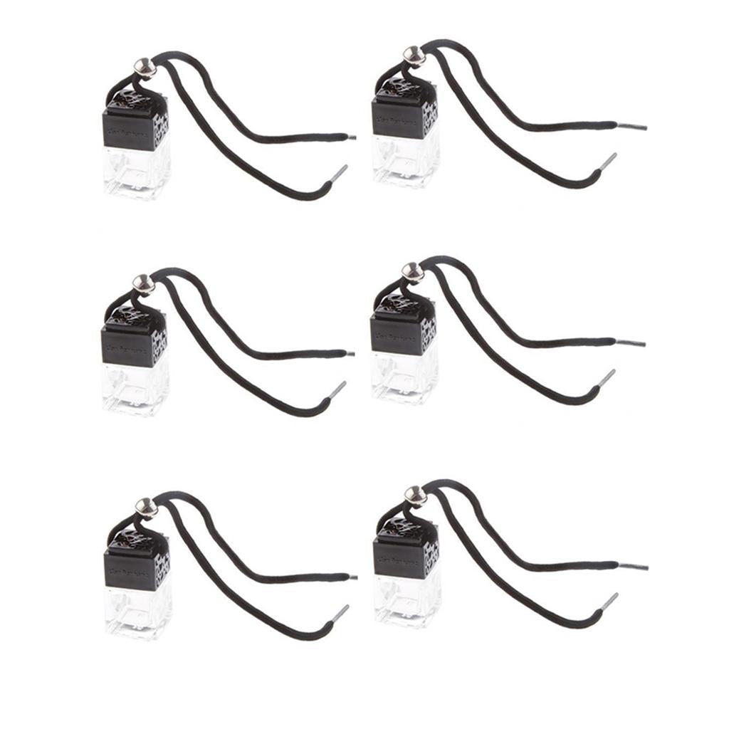 Black Glass Empty Perfume Bottle Pendant Air Freshener for Car Hanging 6Pcs