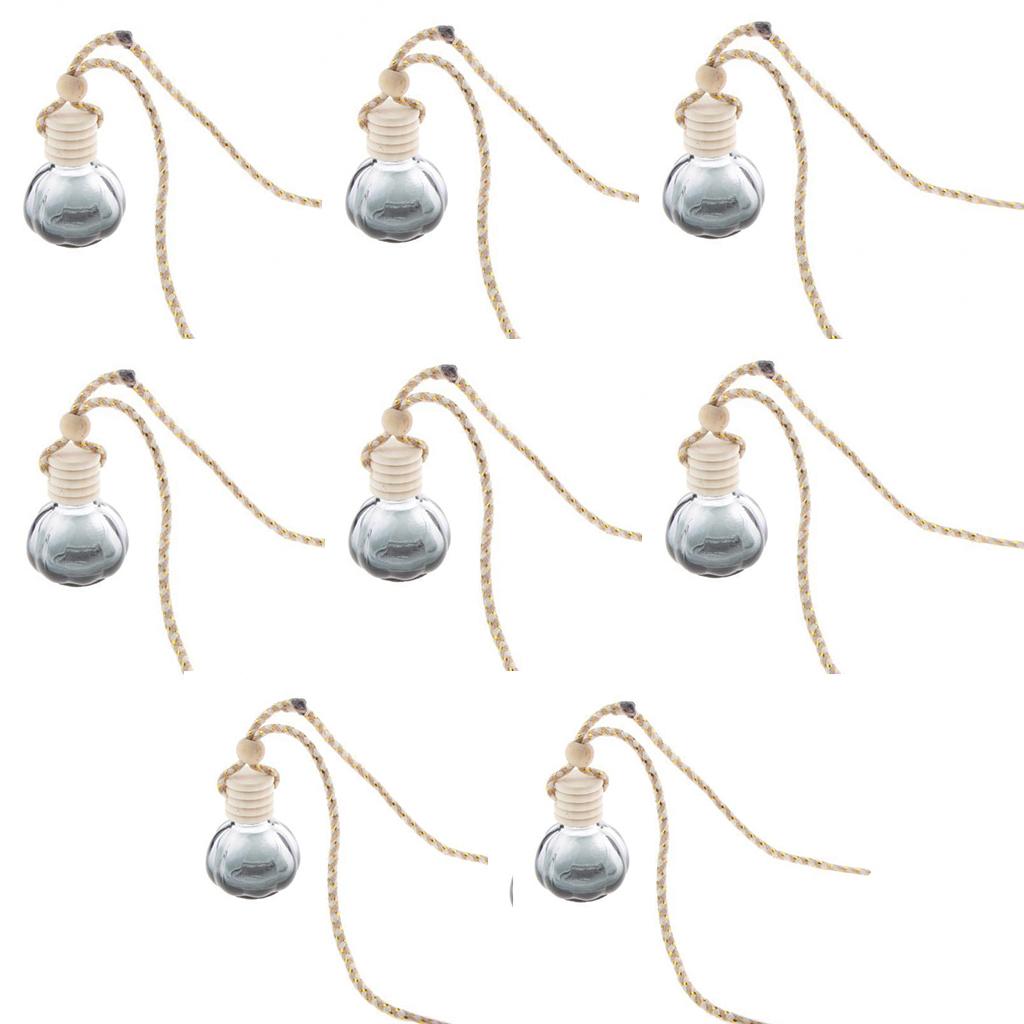 Charm Empty Glass Perfume Bottle Pendant for Car Hanging Decor Square 8-set