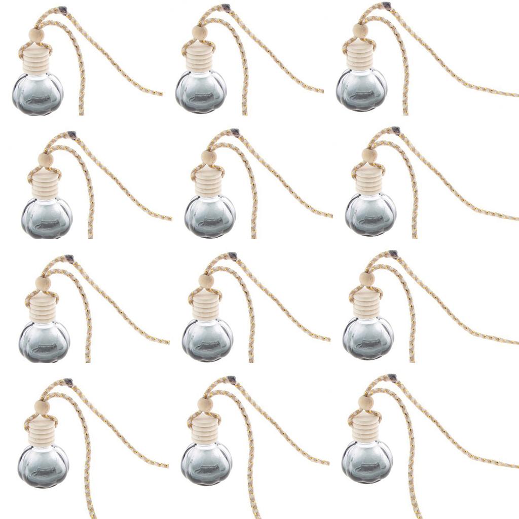 Charm Empty Glass Perfume Bottle Pendant for Car Hanging Decor Square 12-set