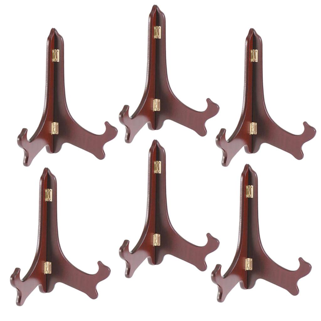 6pcs Wooden Folding Plate Display Easel Stand Photo Holder Fits 6''