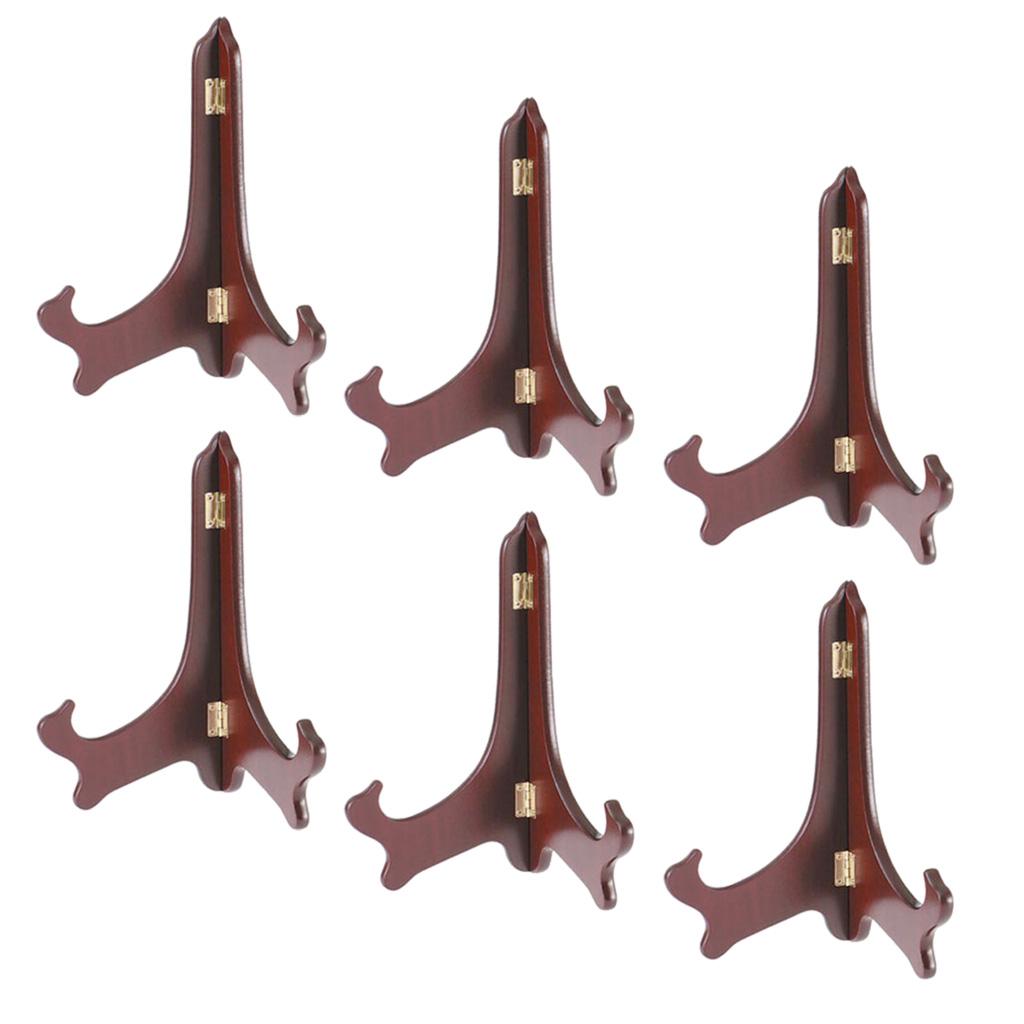 6pcs Wooden Folding Plate Display Easel Stand Photo Holder Fits 6''