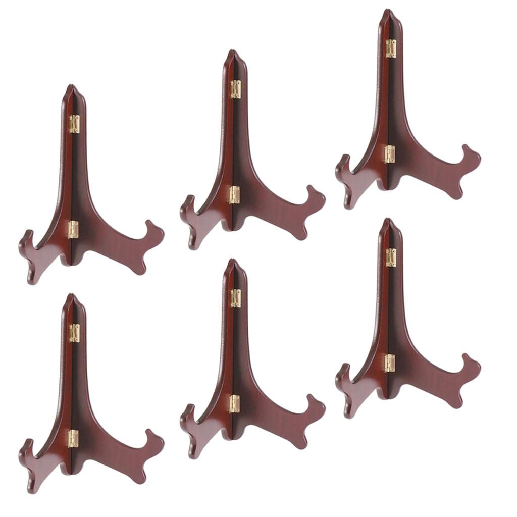 6pcs Wooden Folding Plate Display Easel Stand Photo Holder Fits 6''