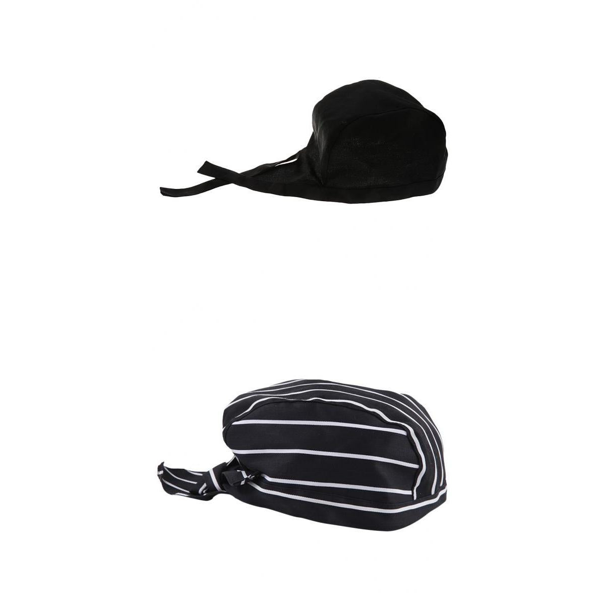 2 Pieces Unisex Kitchen Catering Chef Skull Cap Tie Back Pirate Hat Headwrap