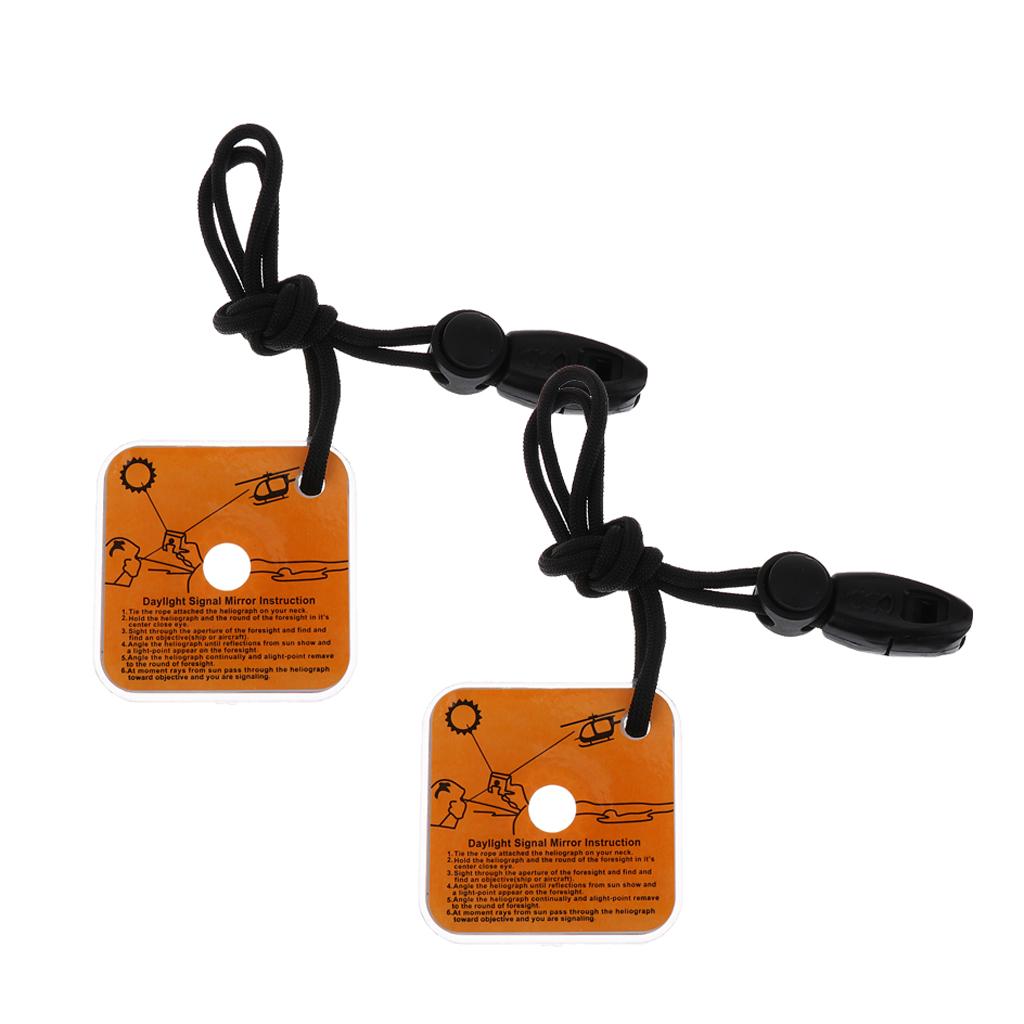 2pcs Outdoor Emergency Reflective Signal Mirror with Whistle Survival Kit