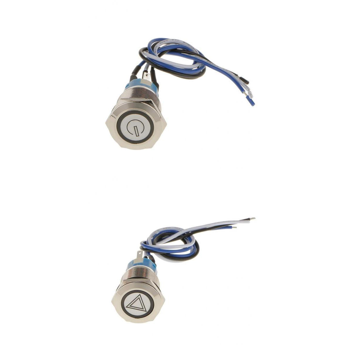 2 Pieces Waterproof 12V 19mm Latching LED Metal Push Button Panel Switch