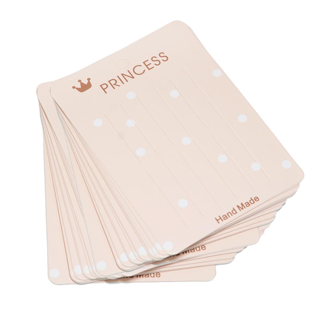 40 Pieces Jewelry Display Paper Cardboard Hair Clip Accessory Card Pink dots