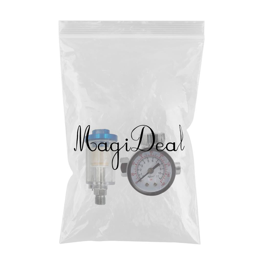 1/4 Spray Gun Air Regulator Valve + 1/4'' Oil Water Air Separator Filter"