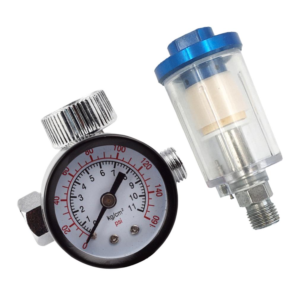 1/4 Spray Gun Air Regulator Valve + 1/4'' Oil Water Air Separator Filter"