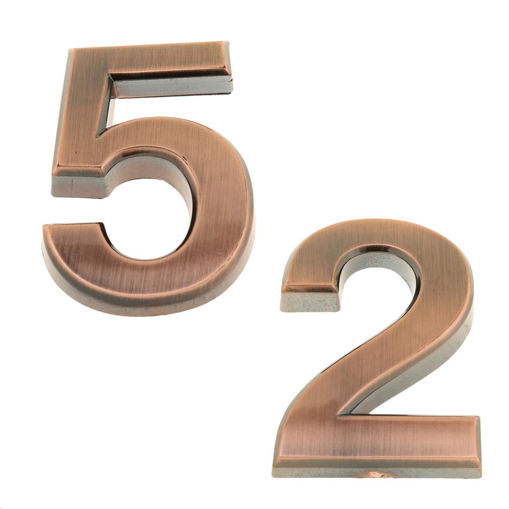 2pcs Copper Plastic Self-Adhesive Sticky Home Hotel Office Door Number Sign