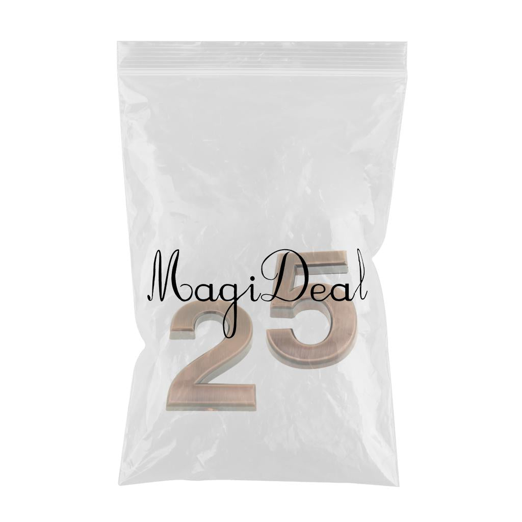 2pcs Copper Plastic Self-Adhesive Sticky Home Hotel Office Door Number Sign
