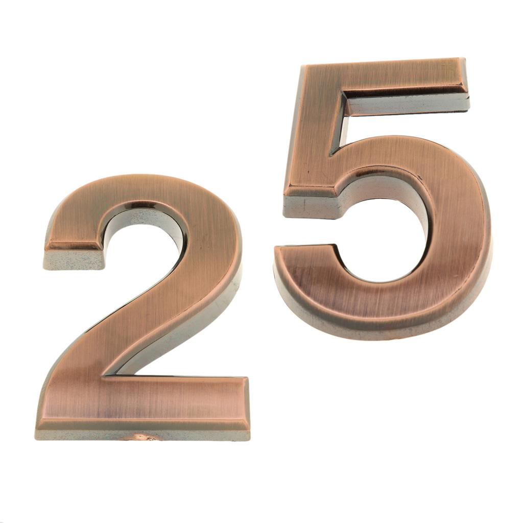 2pcs Copper Plastic Self-Adhesive Sticky Home Hotel Office Door Number Sign