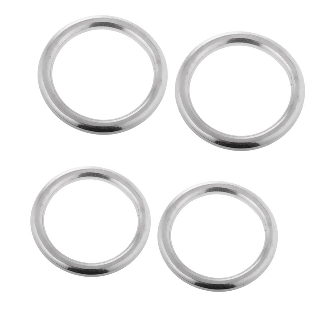 2 Pairs of Smooth Welded Polished Boat Marine Stainless Steel O Ring