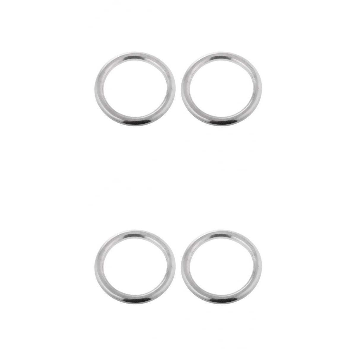 2 Pairs of Smooth Welded Polished Boat Marine Stainless Steel O Ring
