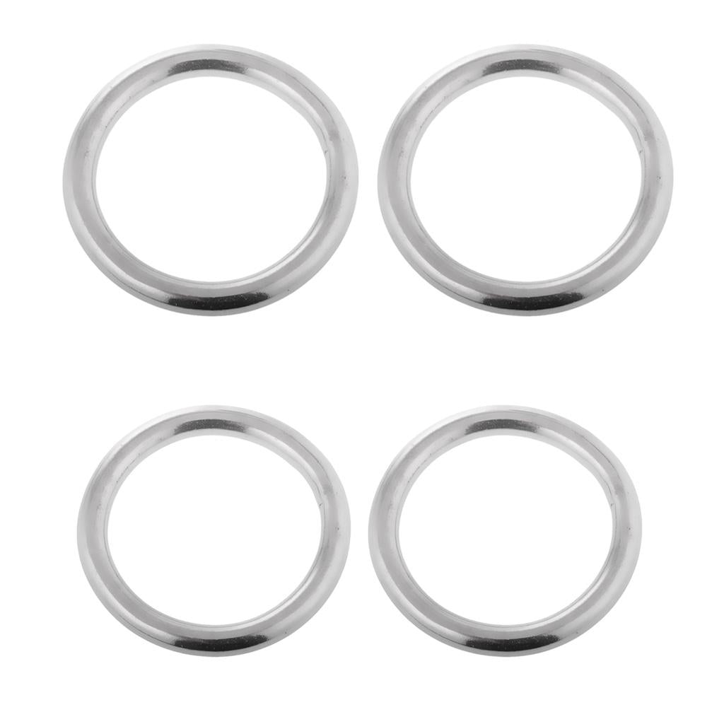 2 Pairs of Smooth Welded Polished Boat Marine Stainless Steel O Ring
