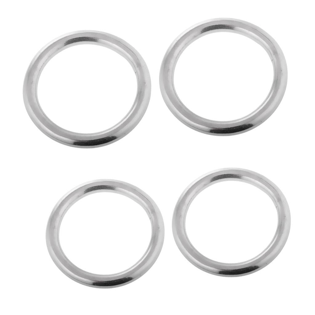2 Pairs of Smooth Welded Polished Boat Marine Stainless Steel O Ring