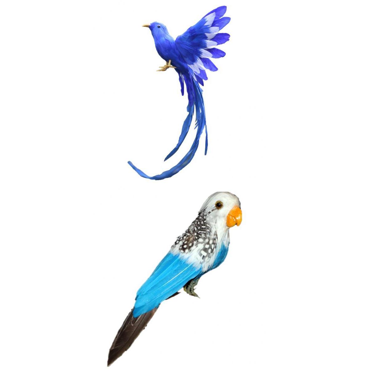 2pcs Artificial Bird Feathered Realistic Garden Yard Decor Ornament Parrot