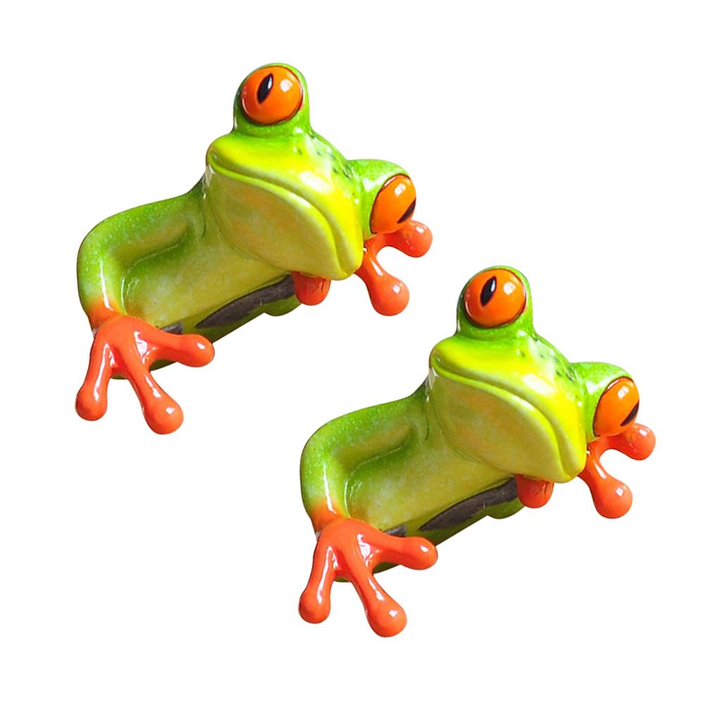 2x Resin Creative 3D Craft Frog Figurine Office Desk Computer Decoration
