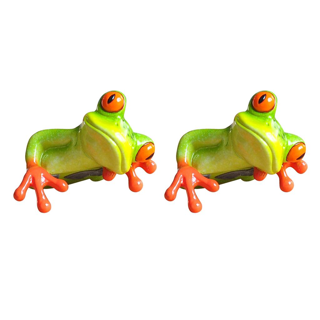 2x Resin Creative 3D Craft Frog Figurine Office Desk Computer Decoration