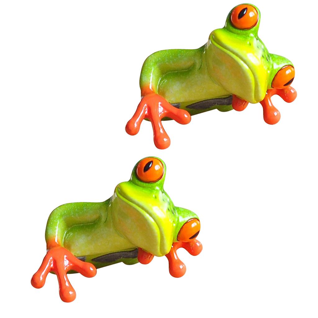 2x Resin Creative 3D Craft Frog Figurine Office Desk Computer Decoration