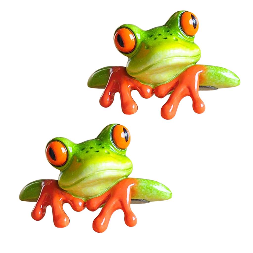 2pcs Resin Creative 3D Craft Frog Figurine Office Desk Computer Decoration
