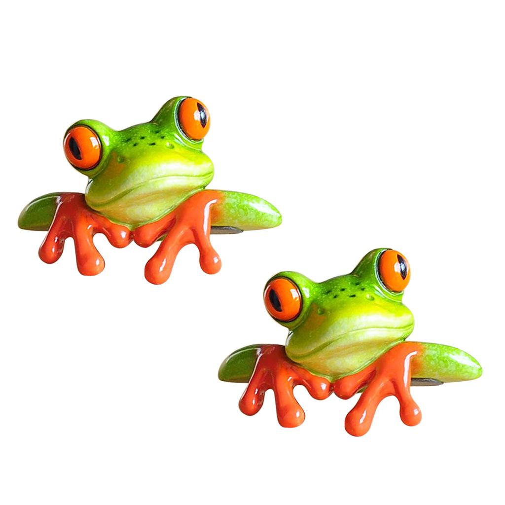 2pcs Resin Creative 3D Craft Frog Figurine Office Desk Computer Decoration