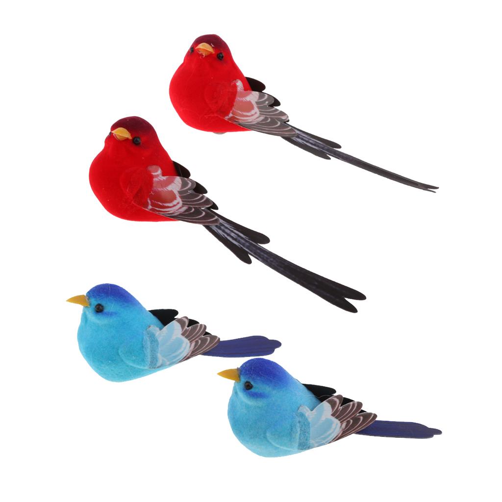 4pcs Artificial Realistic Decor Fake Bird Simulation Home Ornament Bird