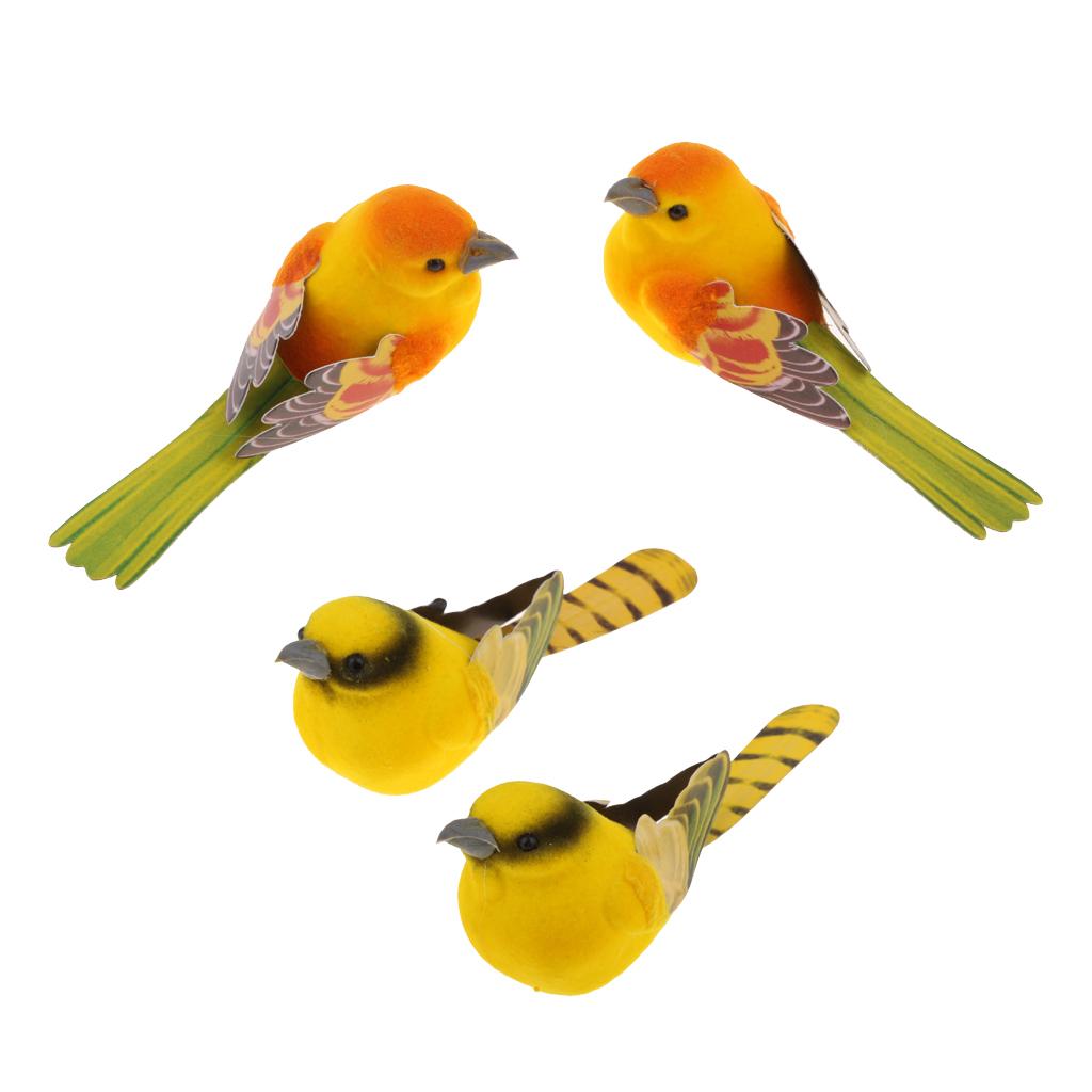 4pcs Artificial Realistic Decor Fake Bird Simulation Home Ornament Bird