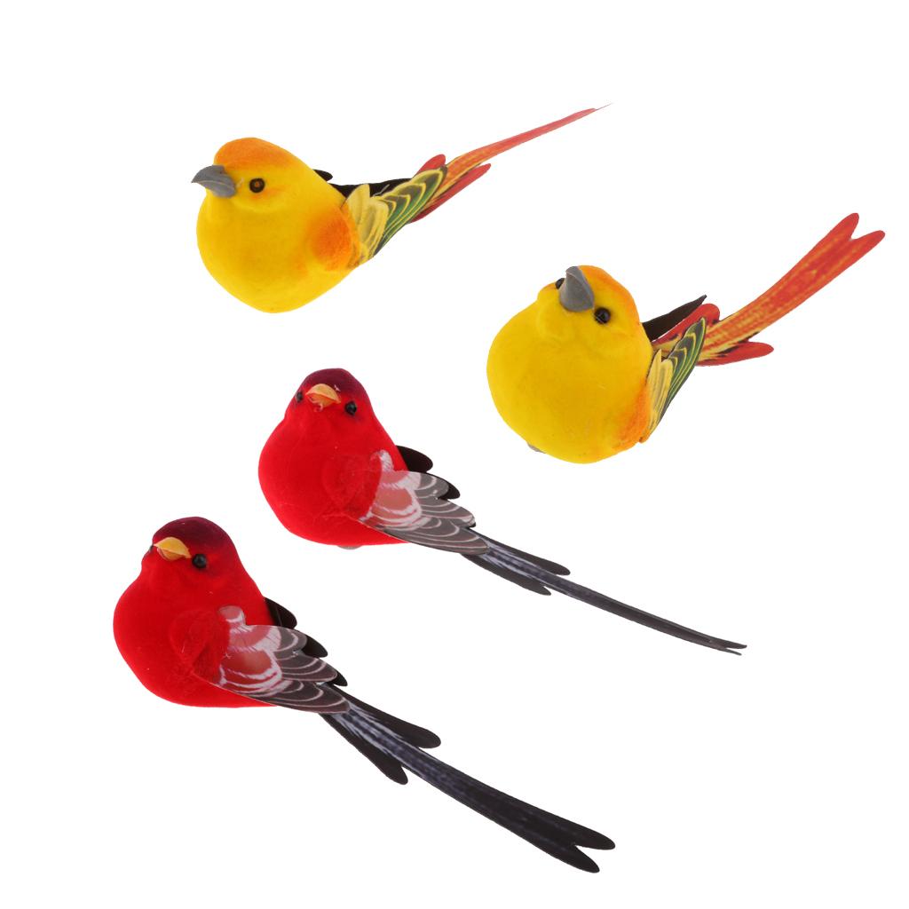 4pcs Artificial Realistic Decor Fake Bird Simulation Home Ornament Bird
