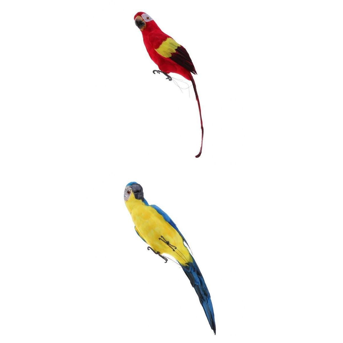 2Pcs Large Artificial Parrot Bird Realistic Home Decor Budgie Taxidermy Set