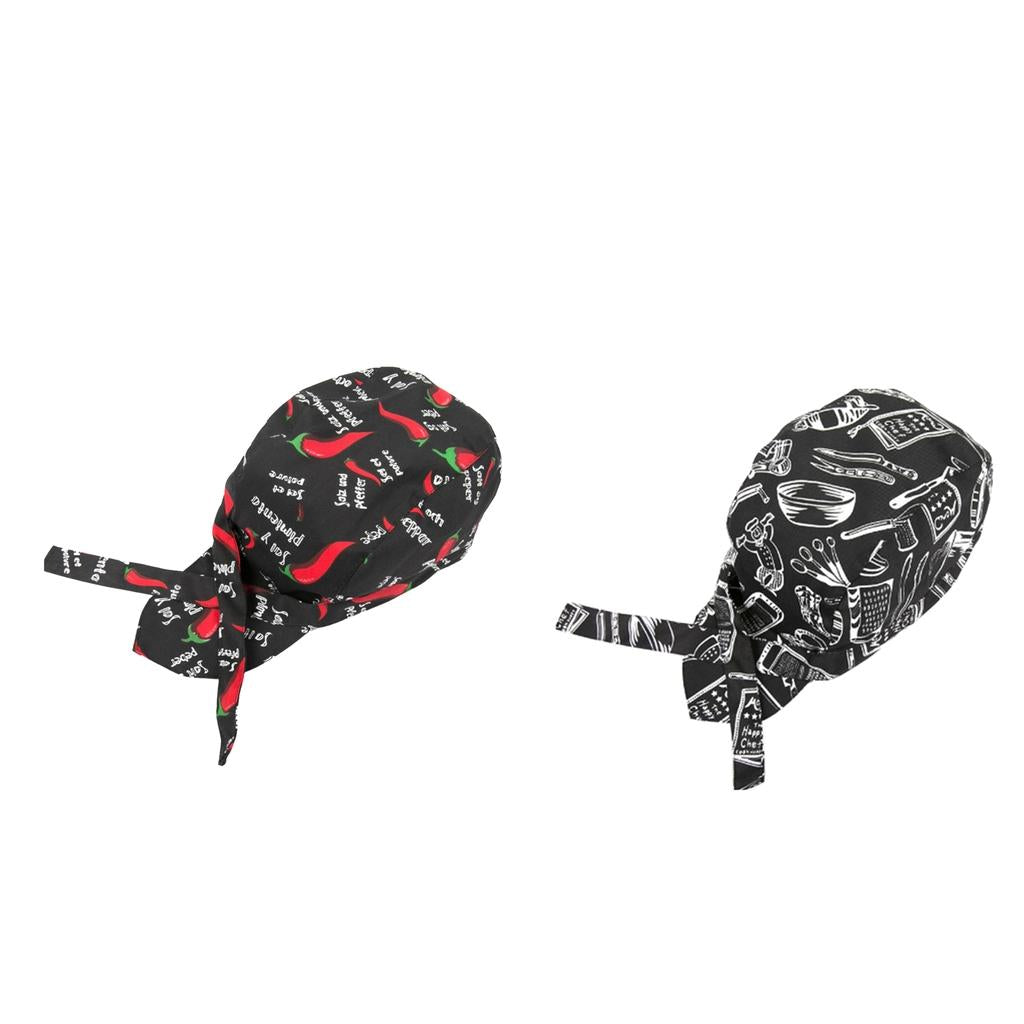 2Pieces Skull Cap Chef Hat Waiter Cap Chef Cap Professional Catering Hot